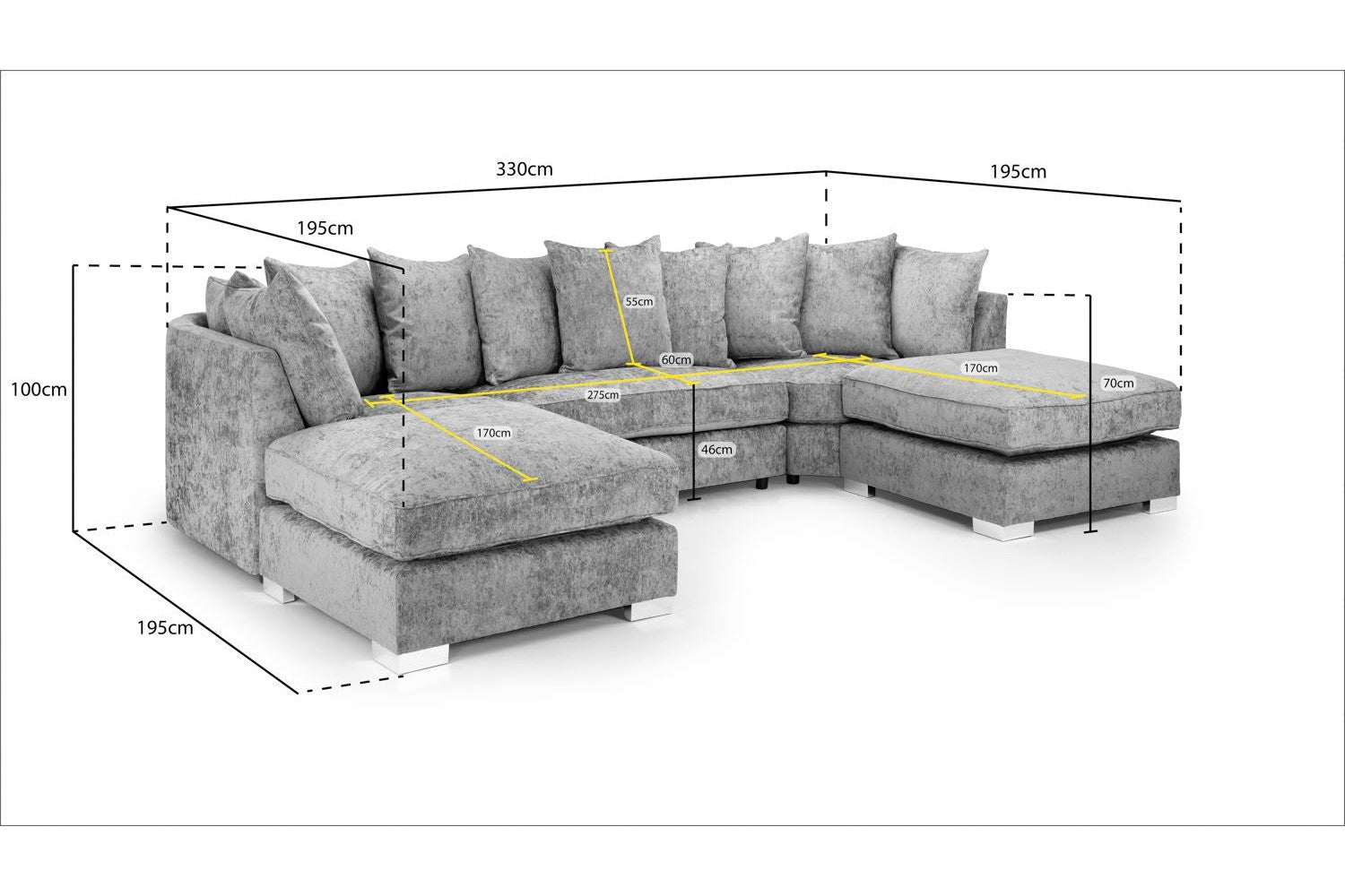 Bishop Scatterback Sofa (Platinum U Shape Corner)