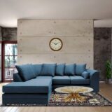 grey plush sofa