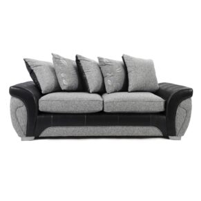 Matinee 3 Seater Fabric Sofa Silver and Black