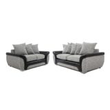 Matinee 3+2 Seater Fabric Sofa Silver and Black